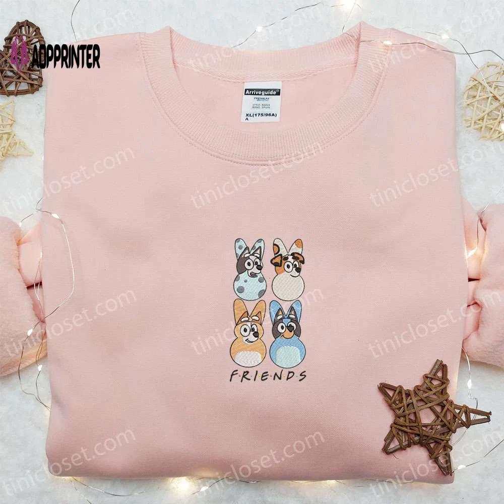 Bluey friends embroidered shirt & cartoon hoodie – perfect thanksgiving day gift idea Embroidered Shirt
