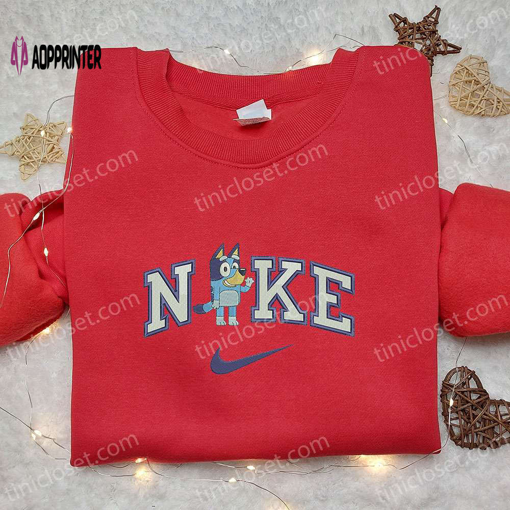 Bluey hi x nike cartoon embroidered shirt – trendy nike inspired apparel Embroidered Shirt