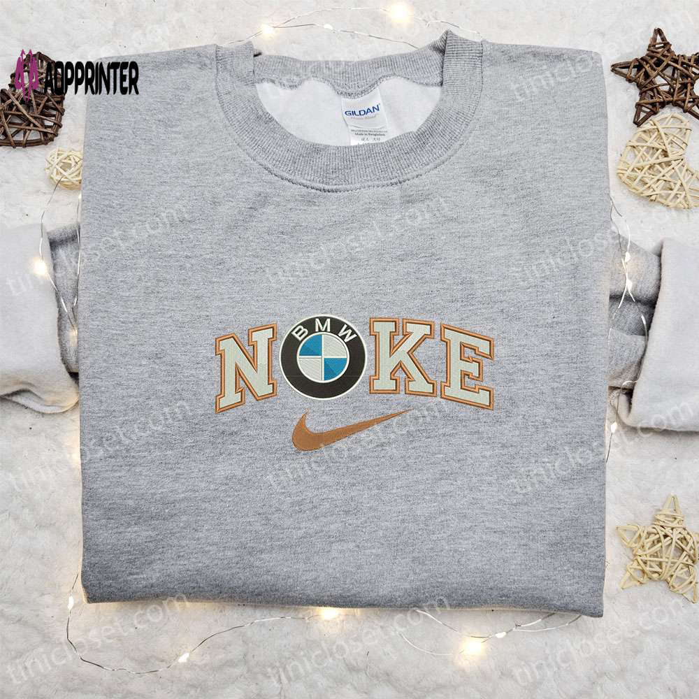 Bmw car x nike embroidered sweatshirt & transportation shirt: nike inspired apparel Embroidered Shirt