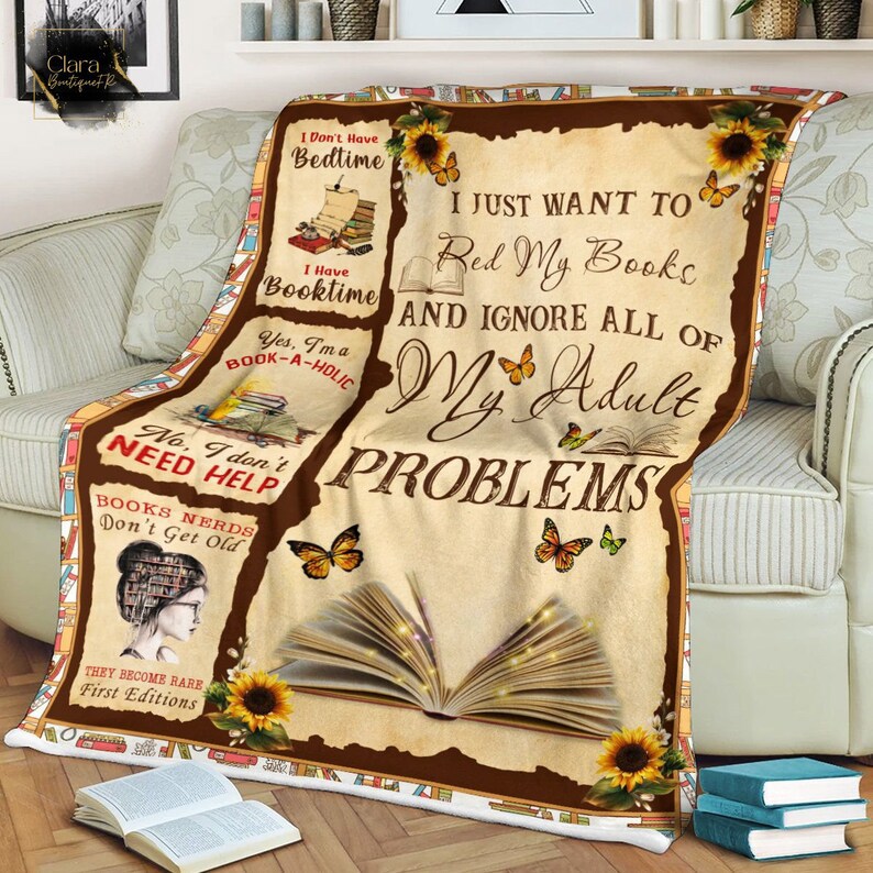 Book lover i just want to read my books fleece blanket, mink sherpa blanket, reading lover gift, book blanket, book lovers gift Quilt Blanket