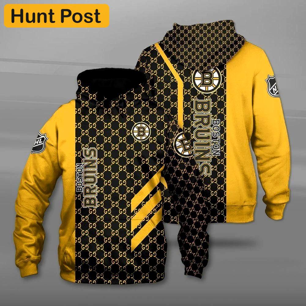 Boston bruins gucci yellow men and women 3d full printing hoodie Hoodie 3D