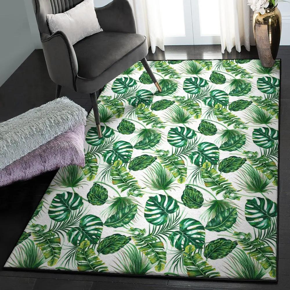 Botanist gift dining room rug, green pattern tropical palm leaves gs cl rug Rectangle Rug