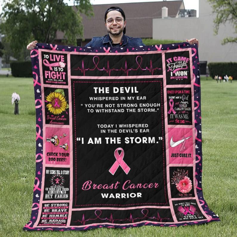 Breast cancer throw blanket - check your boo bees quilt blanket - inspirational gift for breast cancer warriors Quilt Blanket