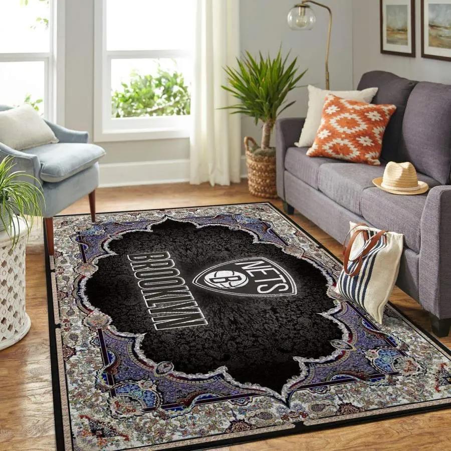 Brooklyn nets nba rug living room rug home decor room carpet sport Rectangle Rug