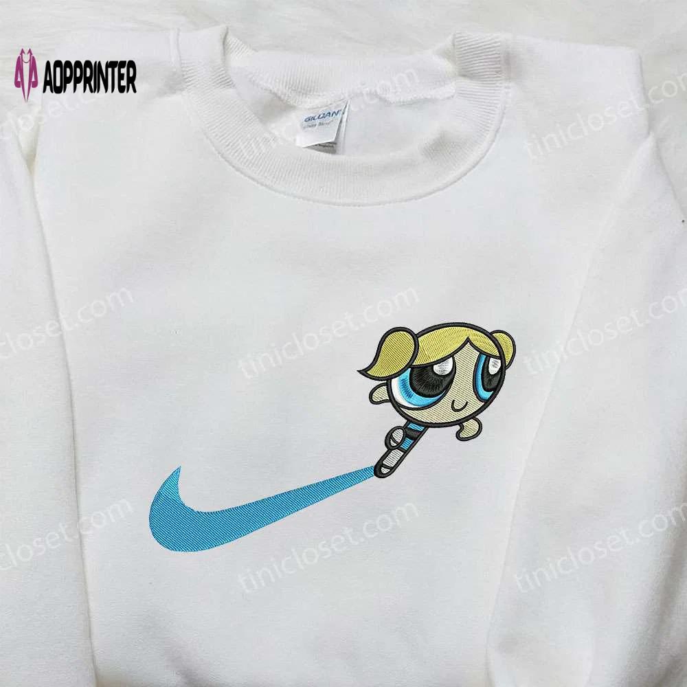 Bubbles x nike swoosh embroidered shirt: powerpuff girls & nike inspired apparel Embroidered Shirt