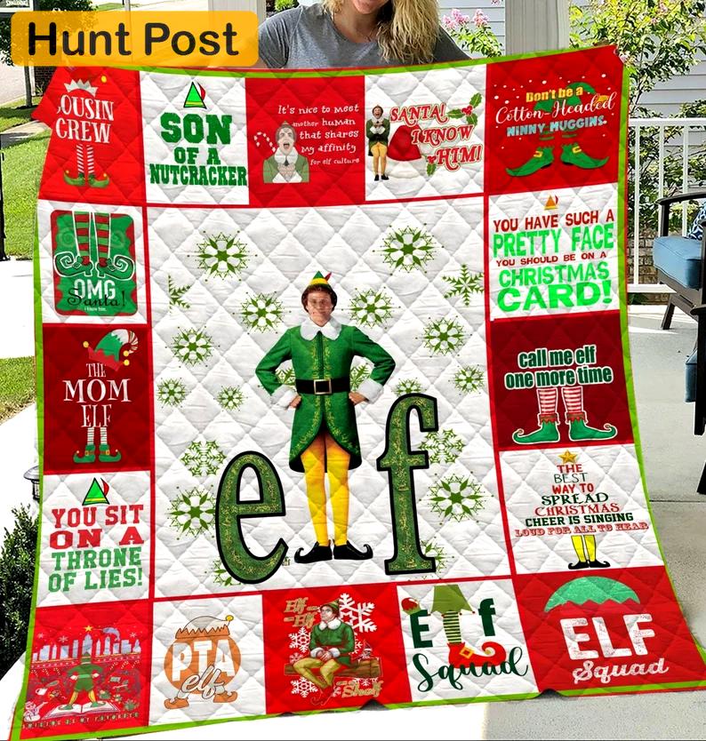 Buddy the elf fleece blanket, buddy the elf throw blanket for bed couch sofa, buddy the elf quilt, birthday gifts, christmas gifts Quilt Blanket