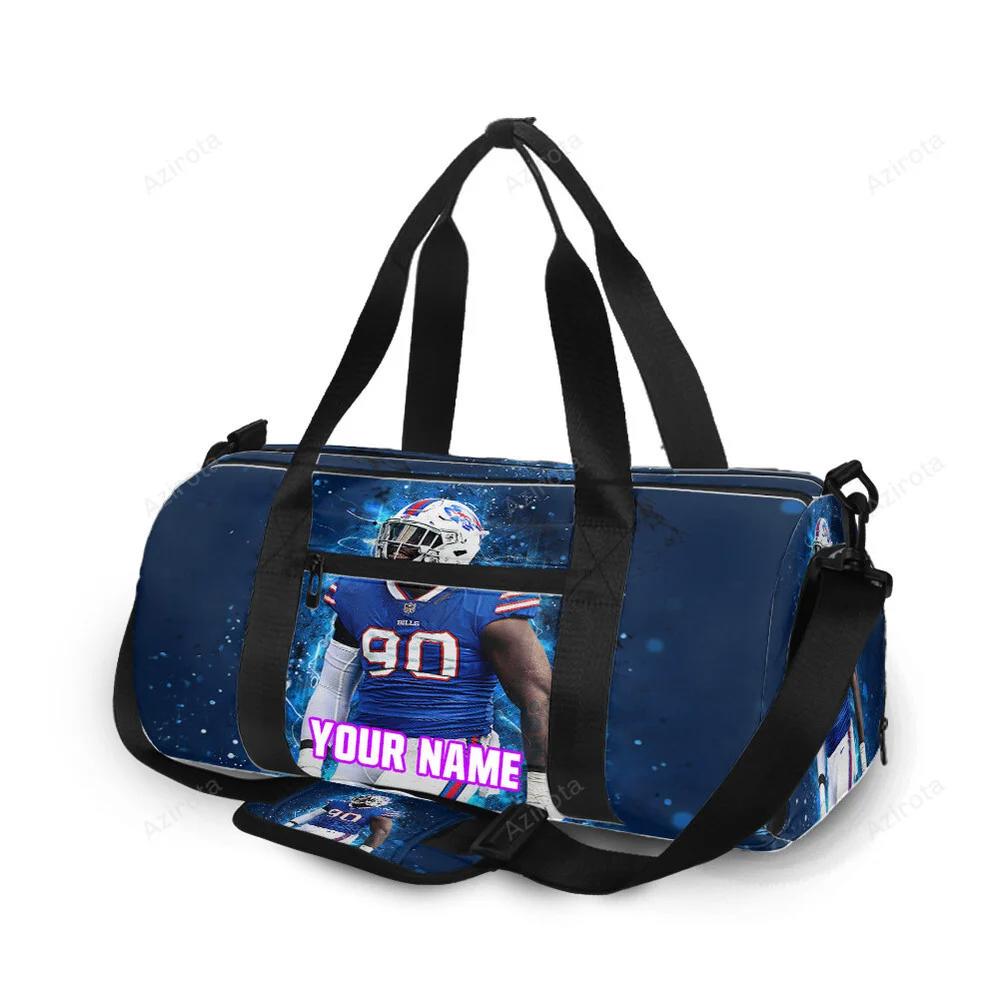 Buffalo bills 90 shaq lawson personalized name travel bag gym bag 667 Travel Bag