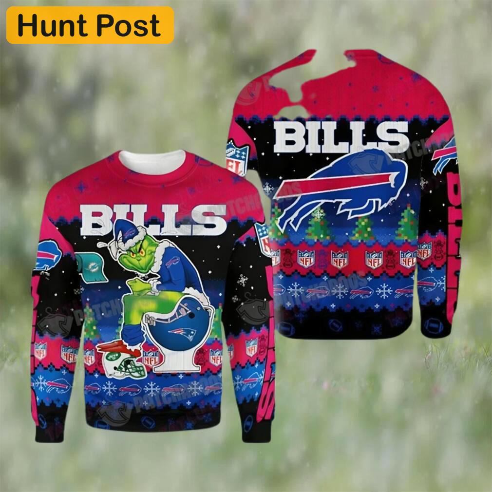 Buffalo bills grinch toilet 3d ugly christmas sweater nfl fan gift Christmas Ugly Sweater