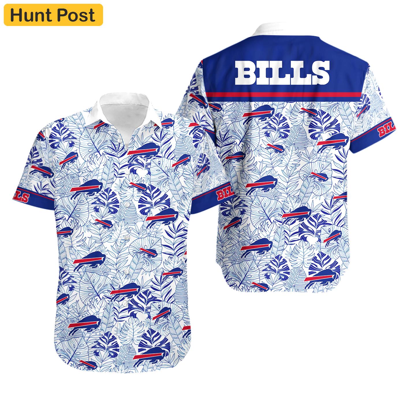 Buffalo bills hawaiian shirt buffalo bills palm leaves blue white hawaii shirt Hawaii Shirt Shorts & Flip Flops