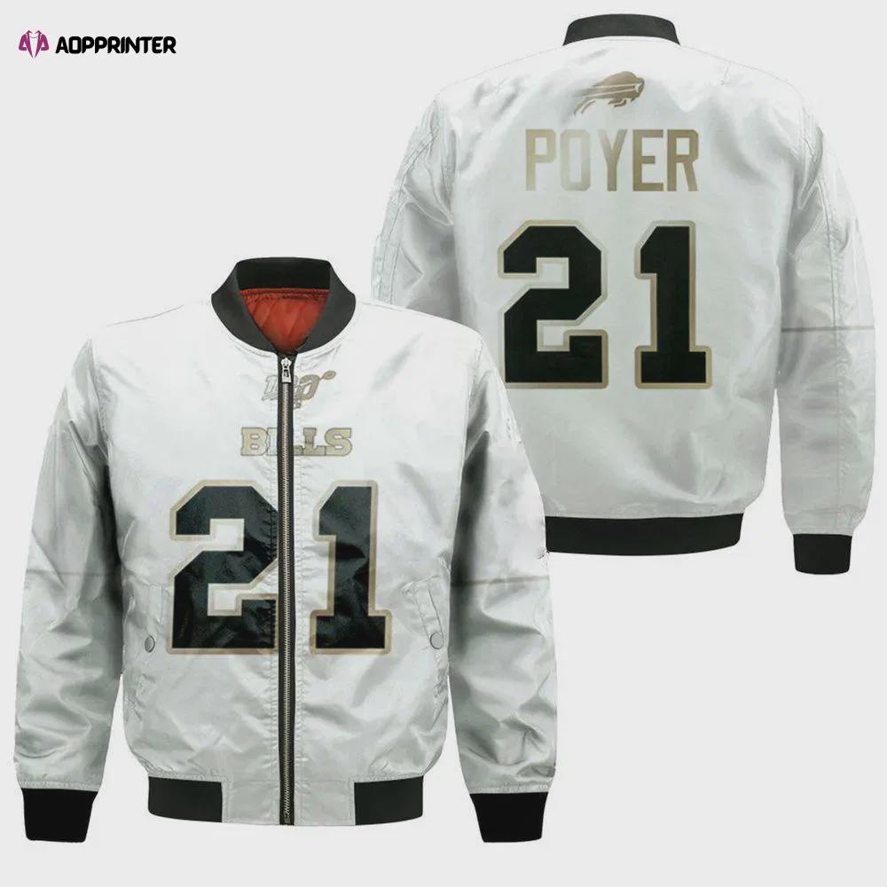 Buffalo bills jordan poyer pattern bomber jacket – white Bomber Jacket