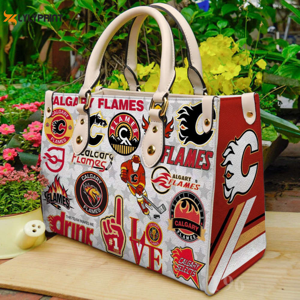 Calgary flames leather handbag gift for women 597 Women Leather Hand Bag