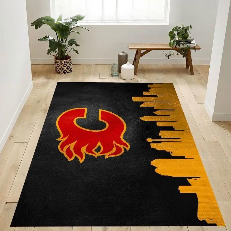 Calgary flames nhl 4 area rug living room and bed room rug rug regtangle carpet Rectangle Rug