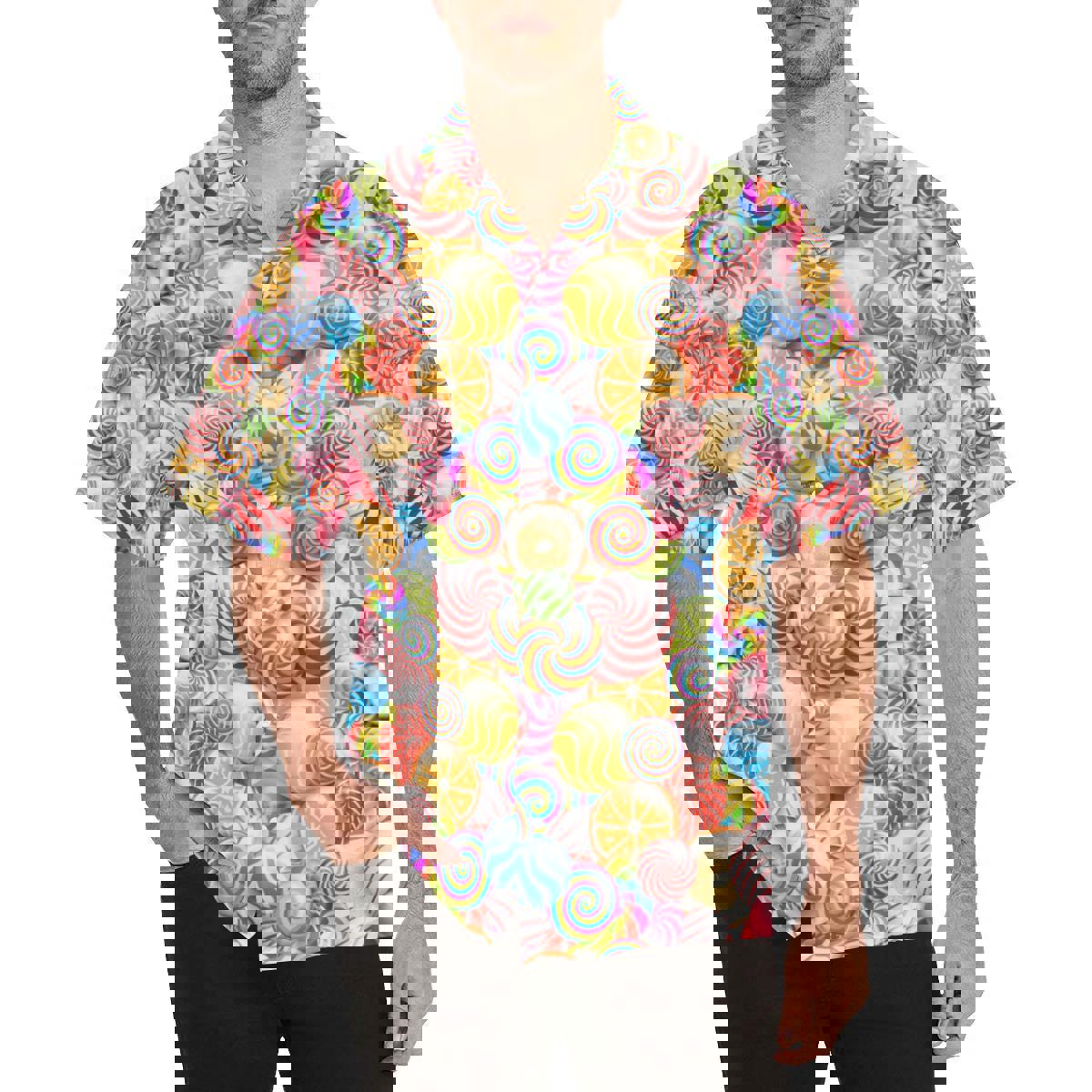 Candy lollipop pattern men's all over print hawaiian shirt Hawaii Shirt Shorts & Flip Flops