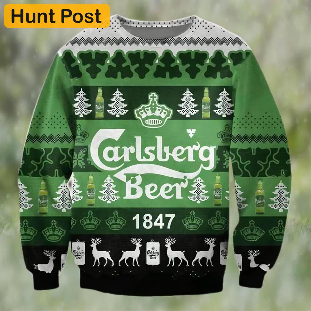 Carlsberg beer 1847 ugly christmas sweater, faux wool sweater, international beer day, gifts for beer lovers, best christmas gifts for 2022 ? prinvity Christmas Ugly Sweater