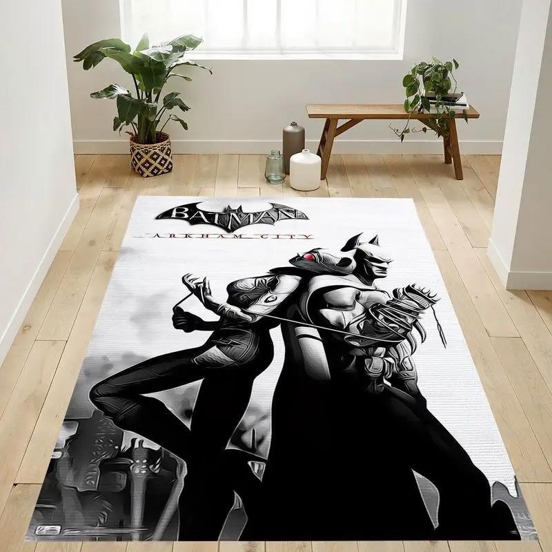 Catwoman vs armour dc comics video game arkham city area rug living room and bed room rug rug regtangle carpet floor decor home decor Rectangle Rug