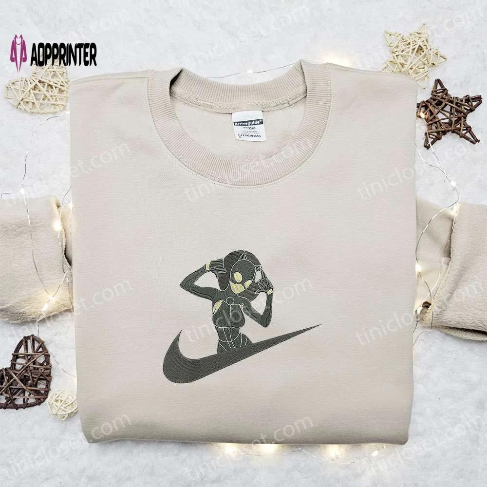 Catwoman x nike swoosh embroidered shirt & hoodie: superhero movie collection best gift ideas Embroidered Shirt