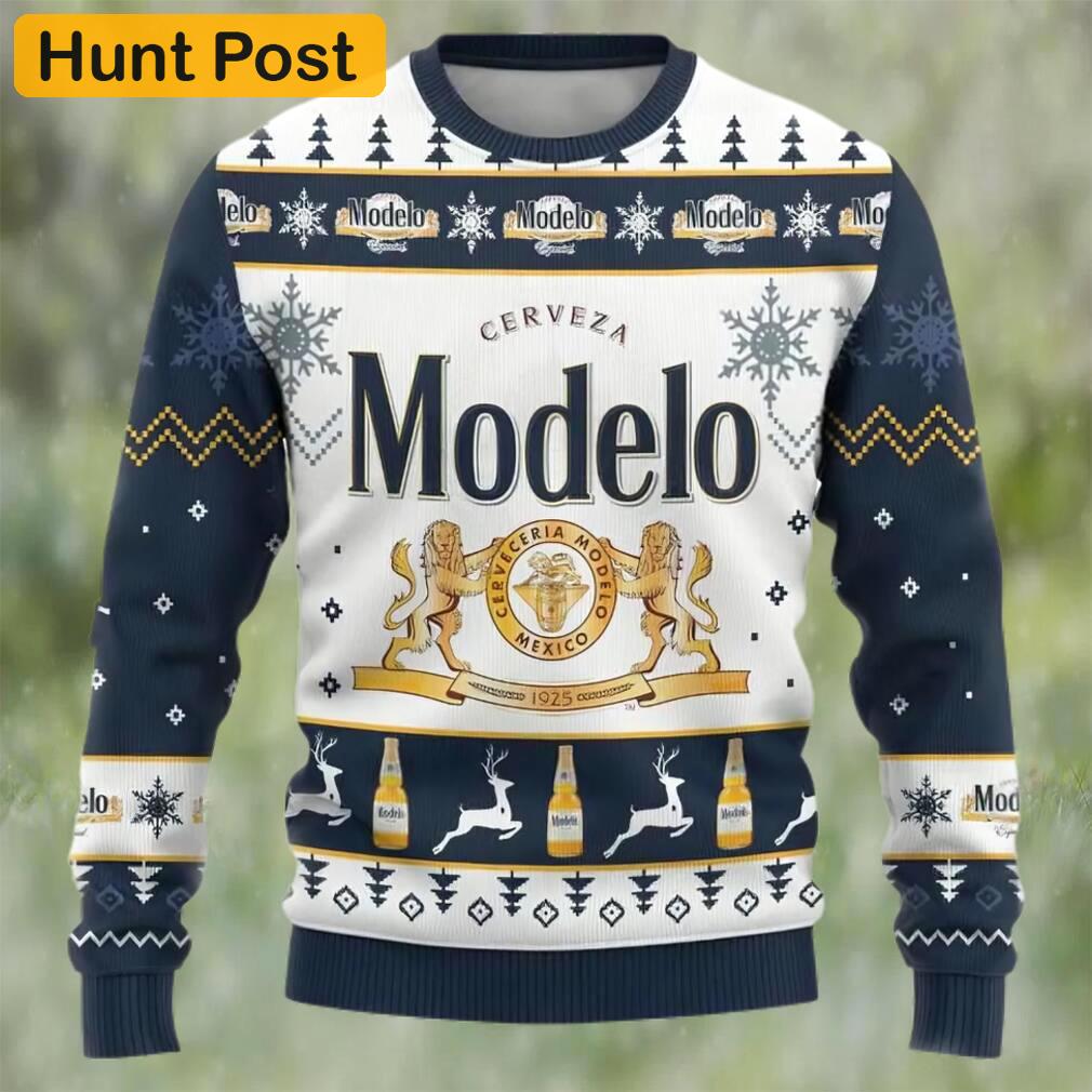 Cerveceria modelo beer ugly christmas sweater, faux wool sweater, gifts for beer lovers, international beer day, best christmas gifts for 2022 ? prinvity Christmas Ugly Sweater