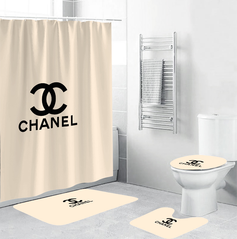 Chanel beige clasic bathroom set hypebeast bath mat luxury fashion brand home decor Bathroom Set