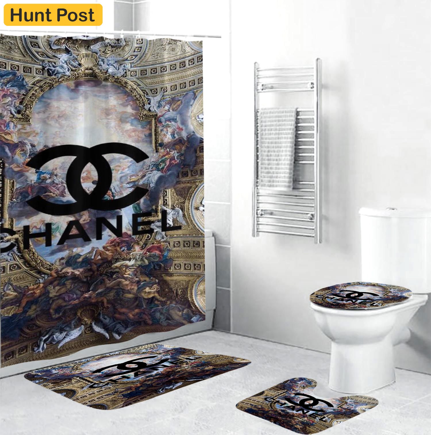 Chanel blackin religion scence bath mat home decor bathroom sets hypebeast luxury fashion brand Bathroom Set