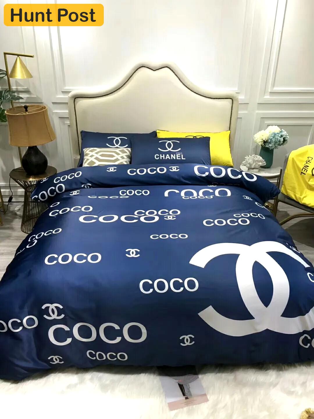 Chanel coco bedding 3d printed bedding sets quilt sets duvet cover luxury brand bedding decor bedroom sets best luxury bed sets gift thankgivings and christmas Bedding Sets