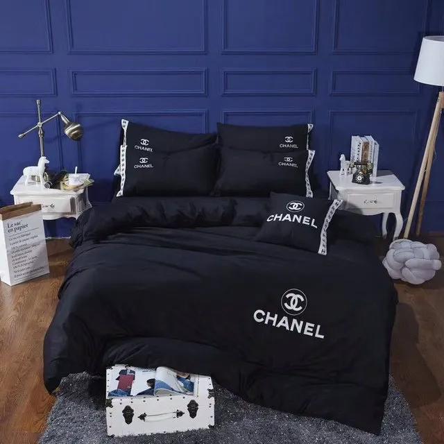 Chanel dark logo type 465 Bedding Sets luxury ideas duvet home decor bedspread covers sheets bedclothes blankets hyperbeast Bedroom premium fashion brand bed linen
