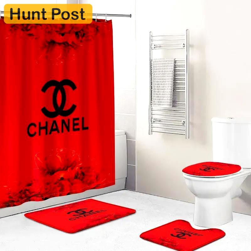 Chanel flower red fashion logo limited luxury brand bathroom set home decor Bathroom Set
