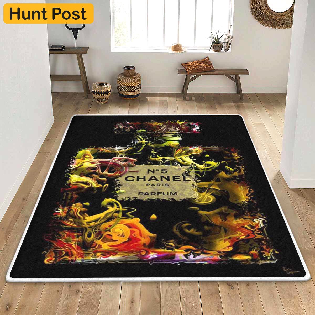 Chanel no parfum logo type 687. Upgrade Your Living Room with Luxury Home Decor: Area Carpets, Floor Decor, Door Mats, and Hot Gift Items with style a High-End Fashion Brand Rectangle Rug