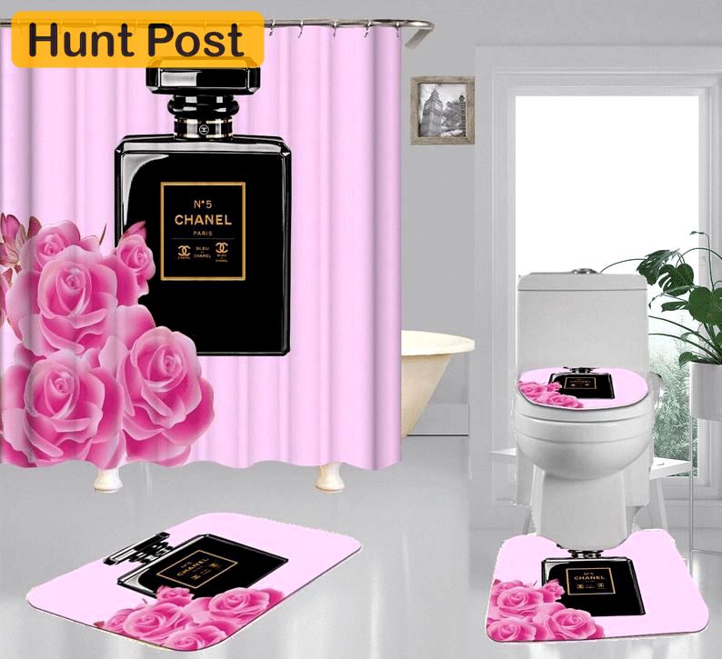 Chanel perfume bathroom sets bath mat luxury fashion brand hypebeast home decor Bathroom Set