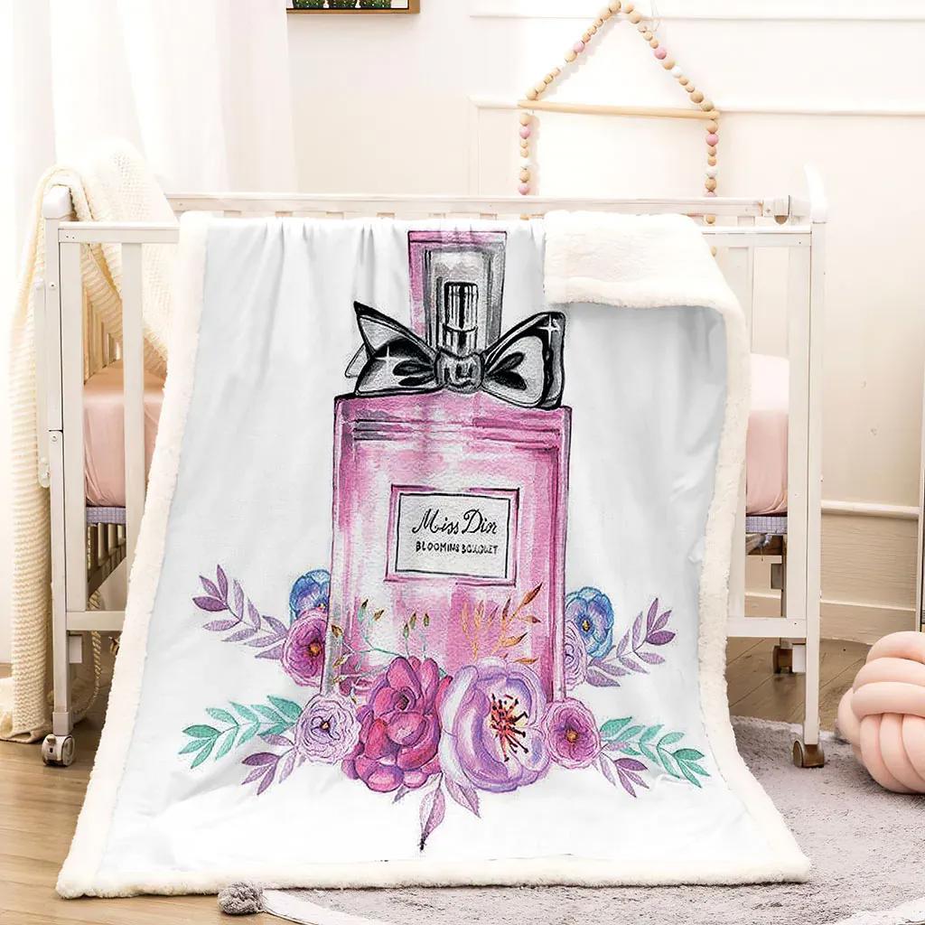 Chanel rose perfum luxury brand premium blanket fleece home decor 24 Blanket Fleece
