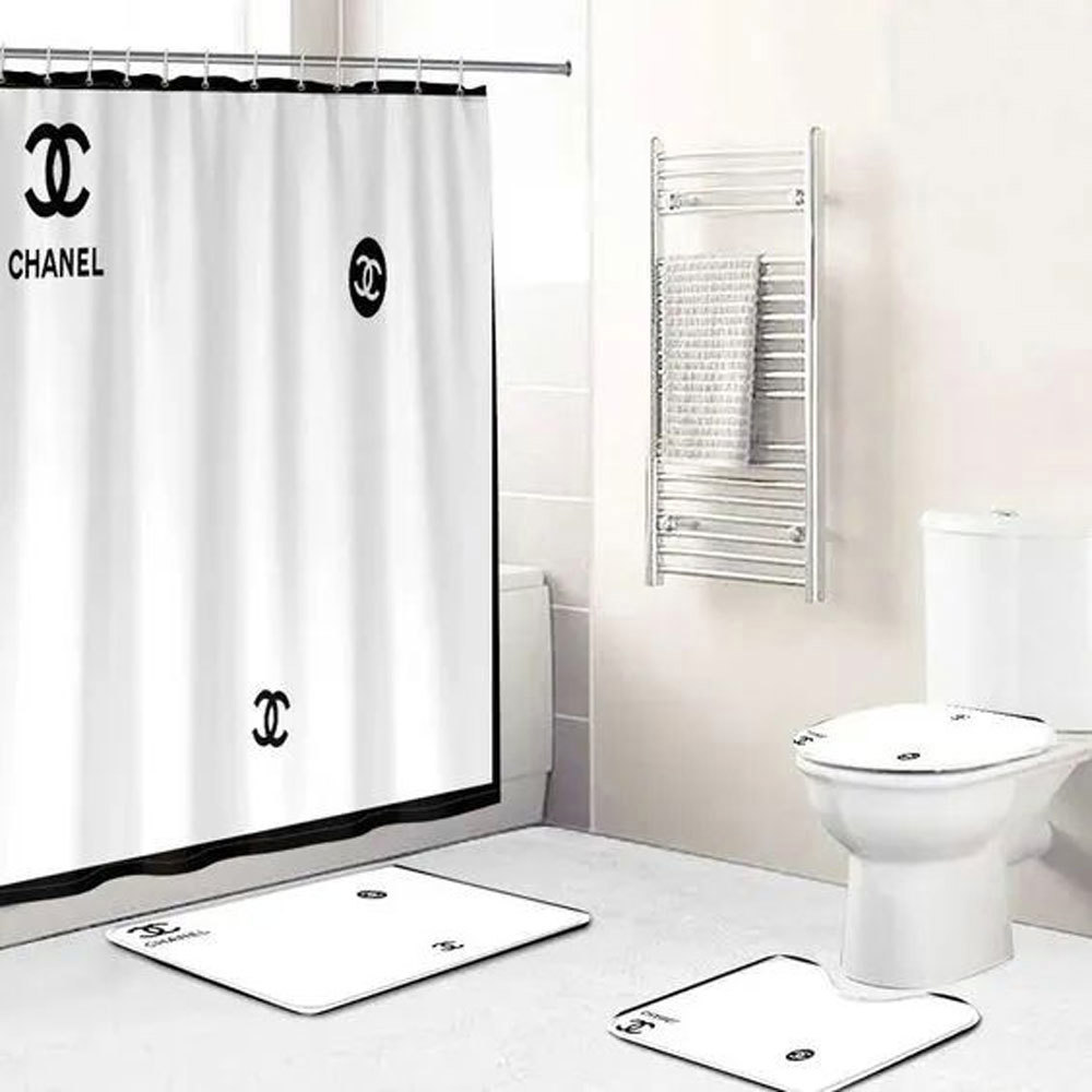 Chanel white hypebeast home decor luxury fashion brand bathroom sets bath mat Bathroom Set