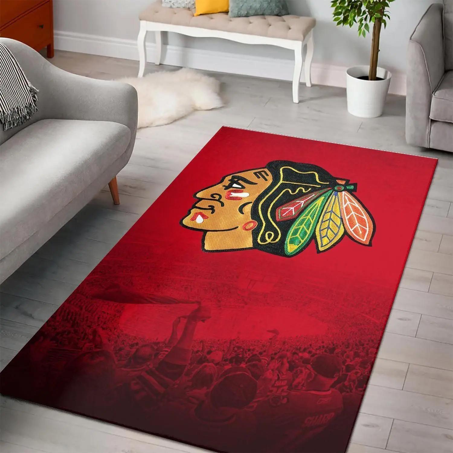 Chicago blackhawks area rug nhl carpet living room regtangle carpet v5040 Rectangle Rug