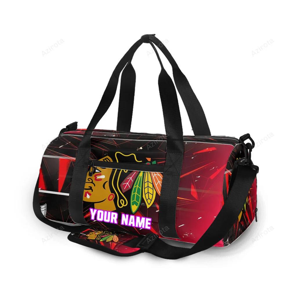 Chicago blackhawks emblem texture10 personalized name travel bag gym bag 467 Travel Bag
