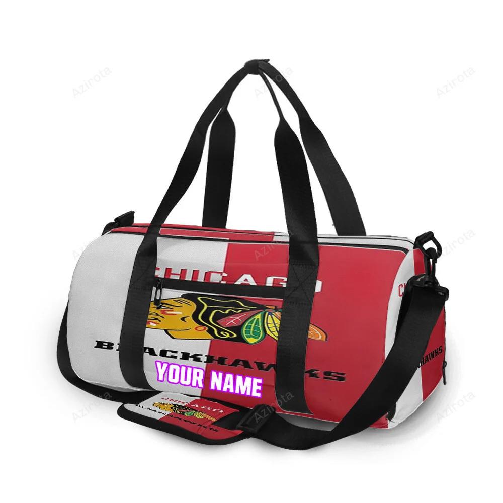 Chicago blackhawks emblem texture2 personalized name travel bag gym bag 587 Travel Bag