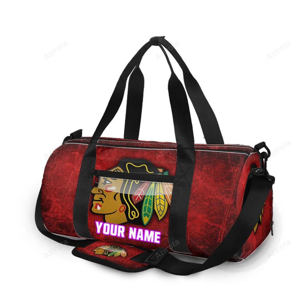 Chicago blackhawks emblem texture9 personalized name travel bag gym bag 1891 Travel Bag