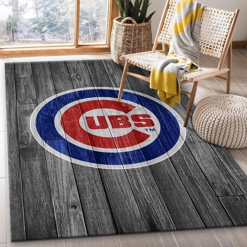 Chicago cubs wooden area rug mlb baseball team logo carpet living room rugs 2 Rectangle Rug