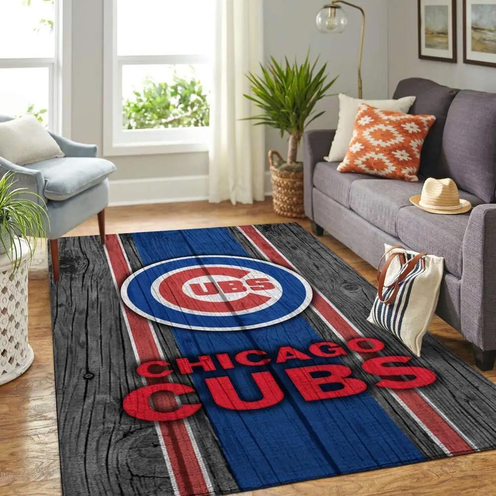 Chicago cubs wooden area rug mlb baseball team logo carpet living room rugs 4 Rectangle Rug