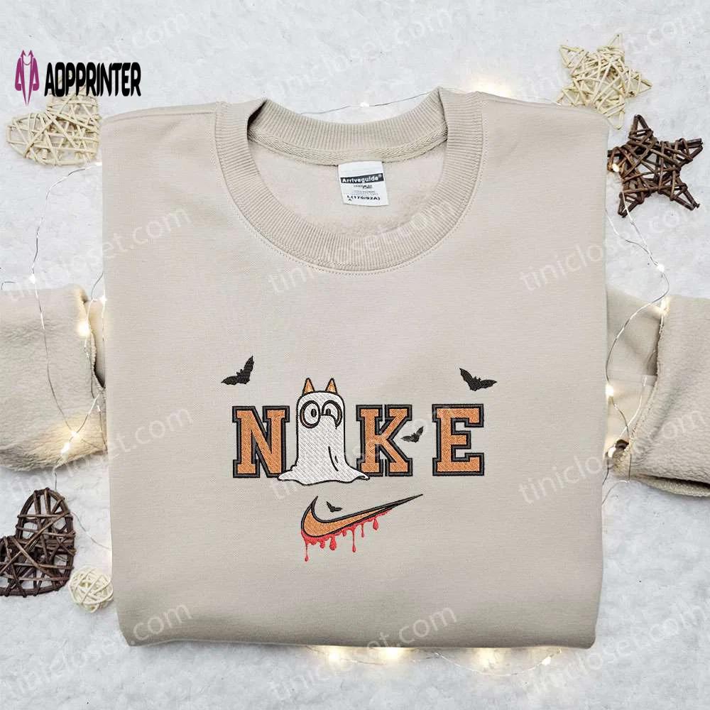 Chilli heeler ghost x nike embroidered hoodie & shirt: best halloween gift ideas Embroidered Shirt