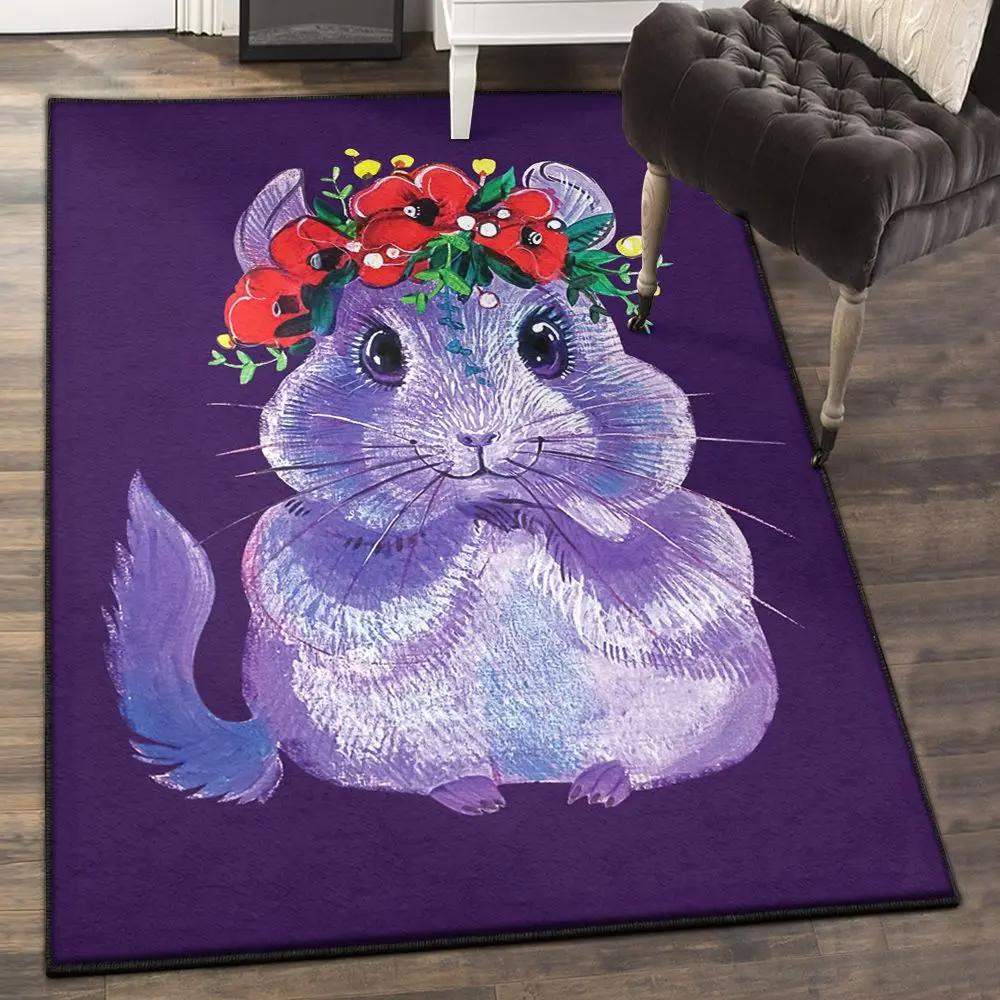 Chinchilla lover dining room rug, chinchilla rug Rectangle Rug