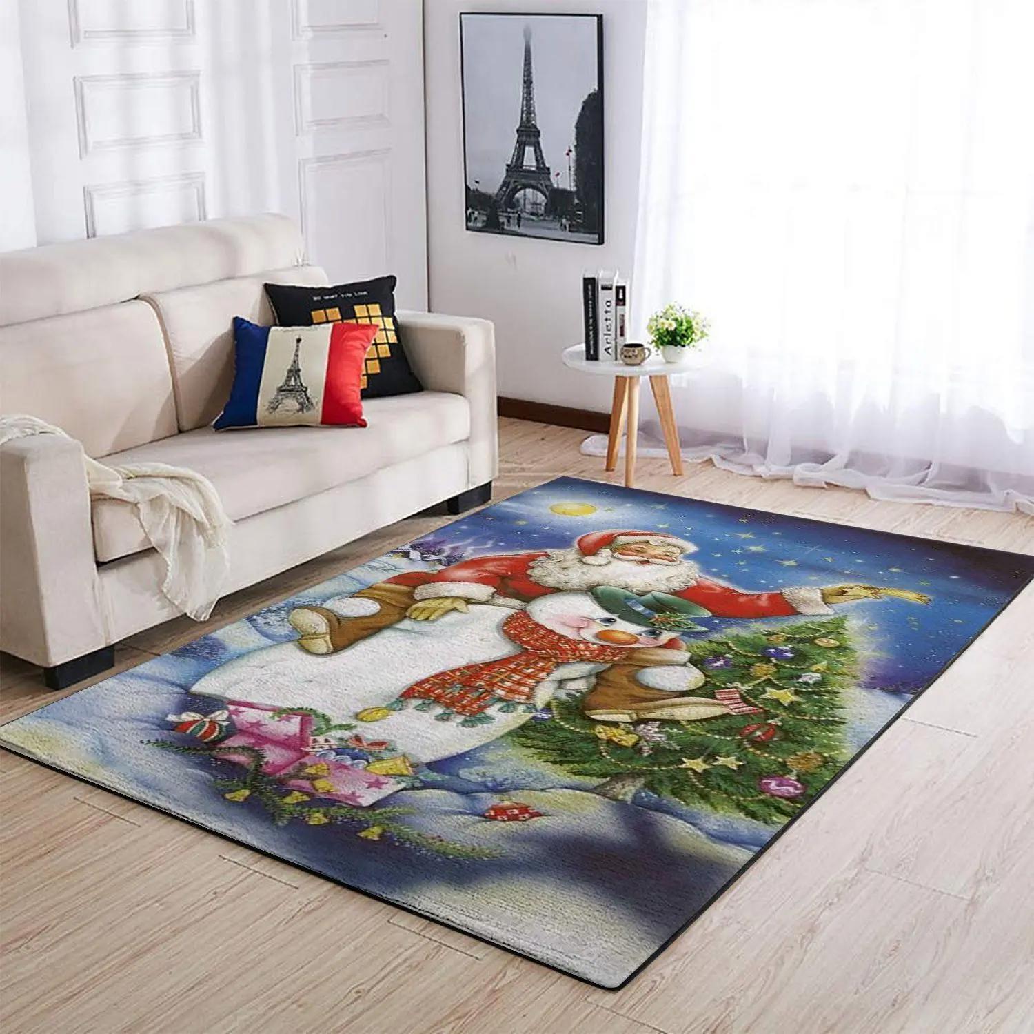 Christmas: santa claus & snowman area rug ofd 19092716 area rug living room carpet rug regtangle carpet floor decor home decor Rectangle Rug