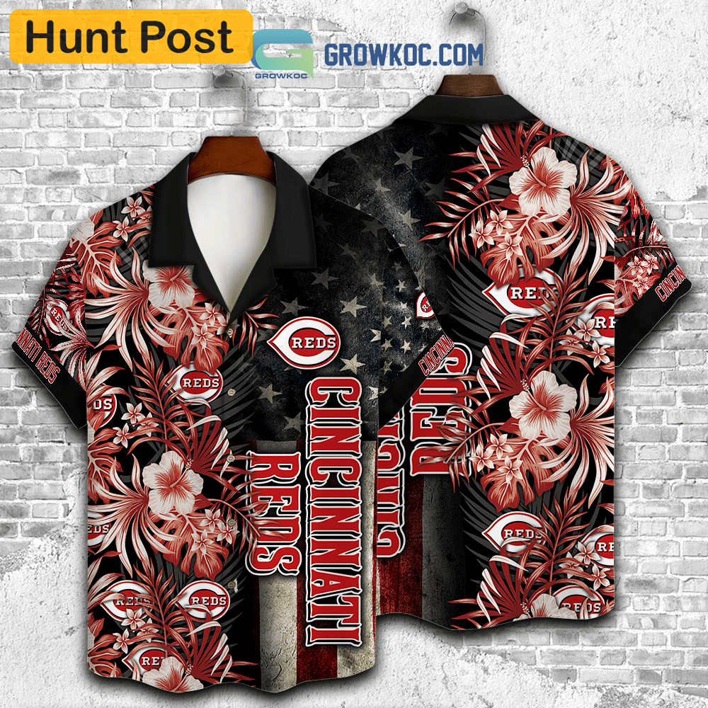 Cincinnati reds mlb american flower hawaiian shirt Hawaii Shirt Shorts & Flip Flops
