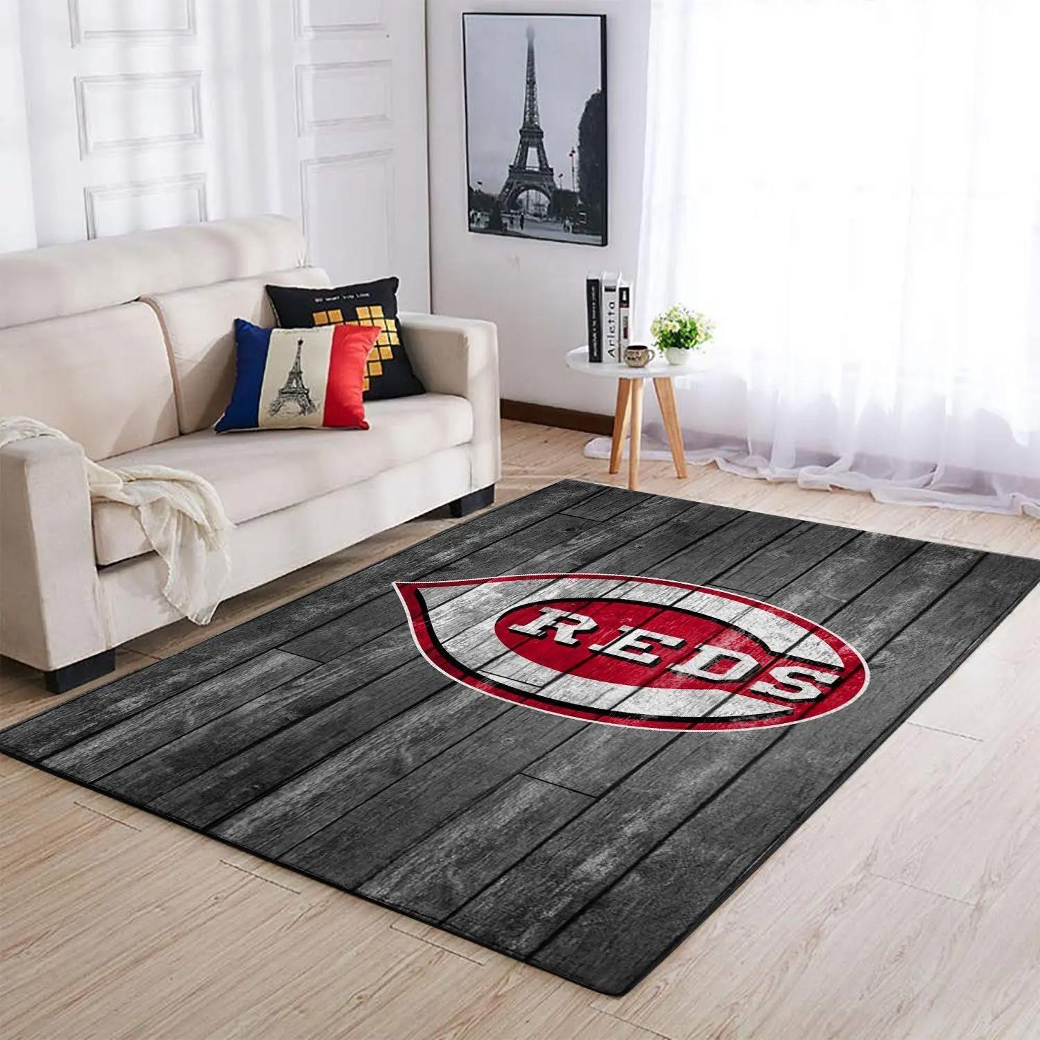Cincinnati reds wooden mlb baseball team logo carpet living room rugs 4 Rectangle Rug