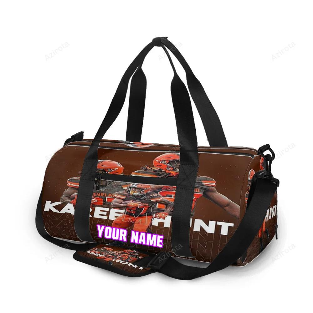 Cleveland browns kareem hunt1 personalized name travel bag gym bag 628 Travel Bag