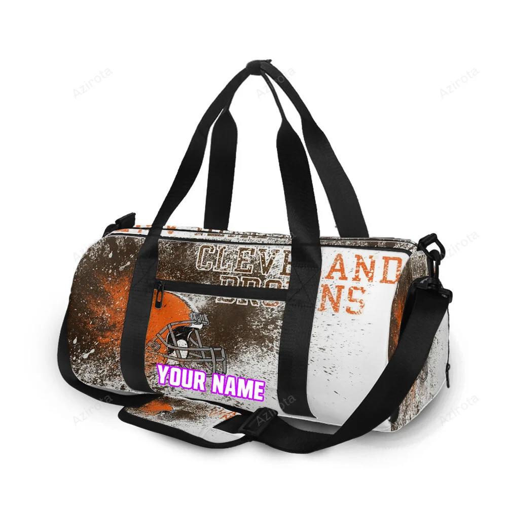 Cleveland browns logo art v1 personalized name travel bag gym bag 348 Travel Bag