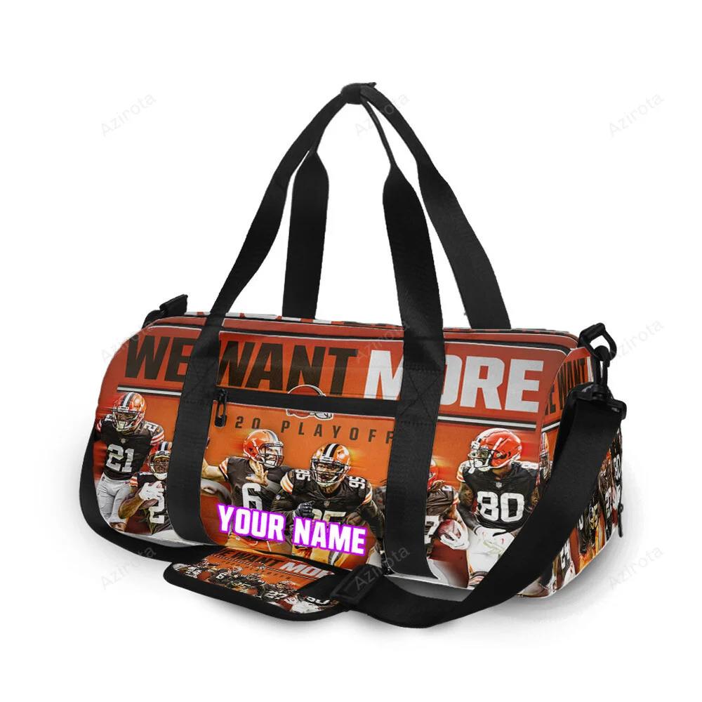 Cleveland browns players we want more 1 personalized name travel bag gym bag 1893 Travel Bag