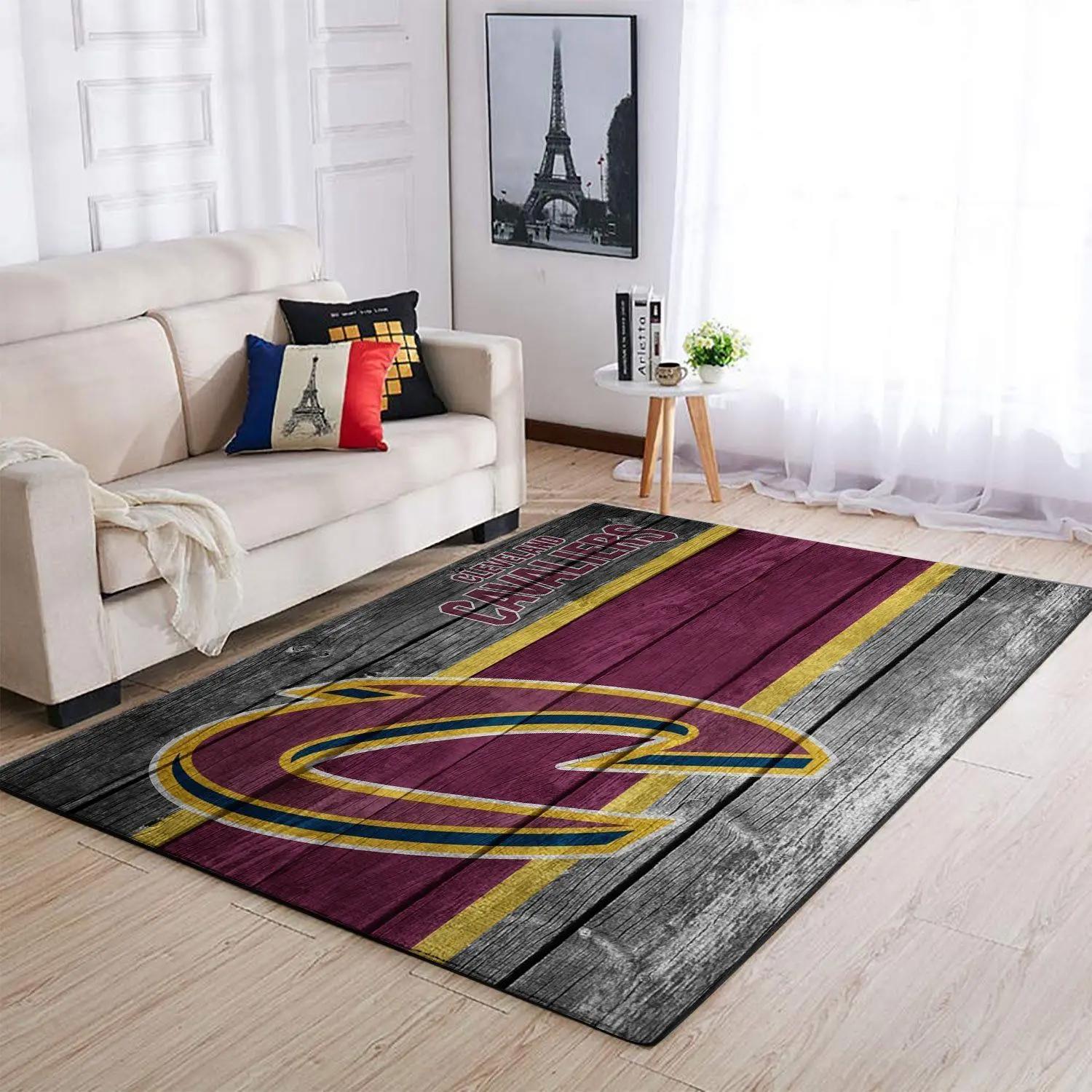 Cleveland cavaliers nba wooden style living room carpet rug regtangle carpet Rectangle Rug