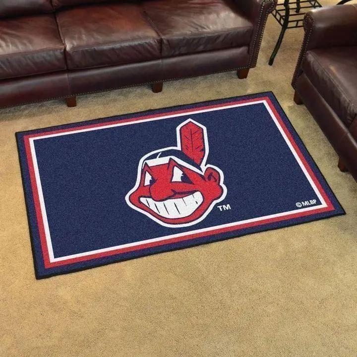 Cleveland indians area rug mlb baseball team logo rug regtangle floor decor v579 Rectangle Rug
