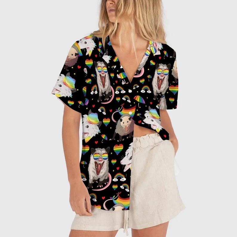 Cowboy opossum lgbt hawaiian shirt Hawaii Shirt Shorts & Flip Flops