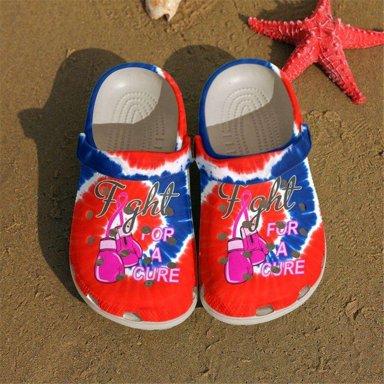 Crocs outfit - breast cancer awareness fight for a cure tie dye crocs crocband clog shoes - 290 Crocs Outfit