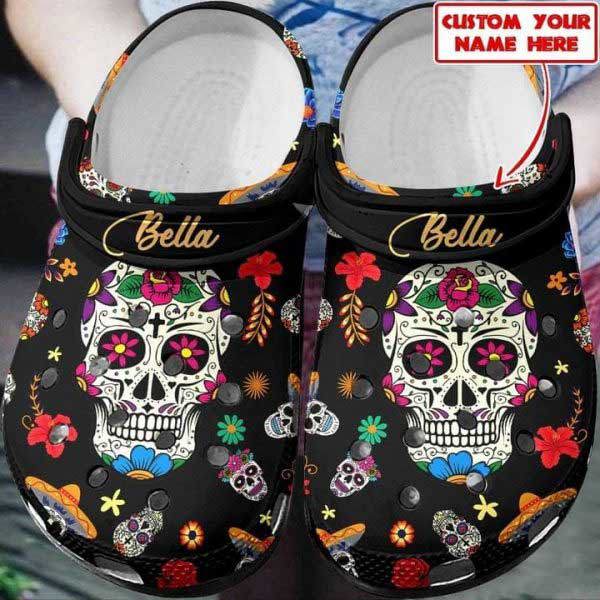 Crocs outfit - custom name sugar skull pattern halloween crocs crocband clogs shoes - 473 Crocs Outfit