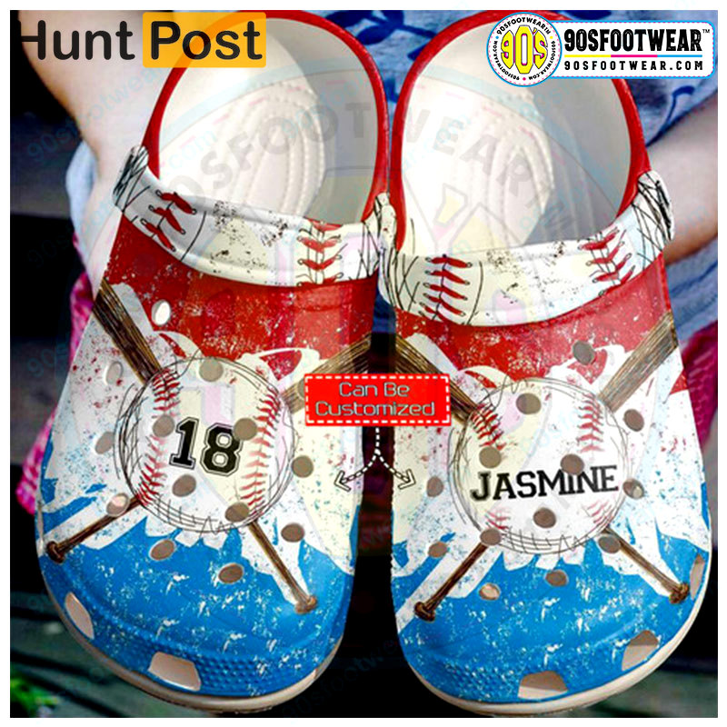 Crocs outfit - customize jersey numbers and name red white blue personalized baseball crocs - 501